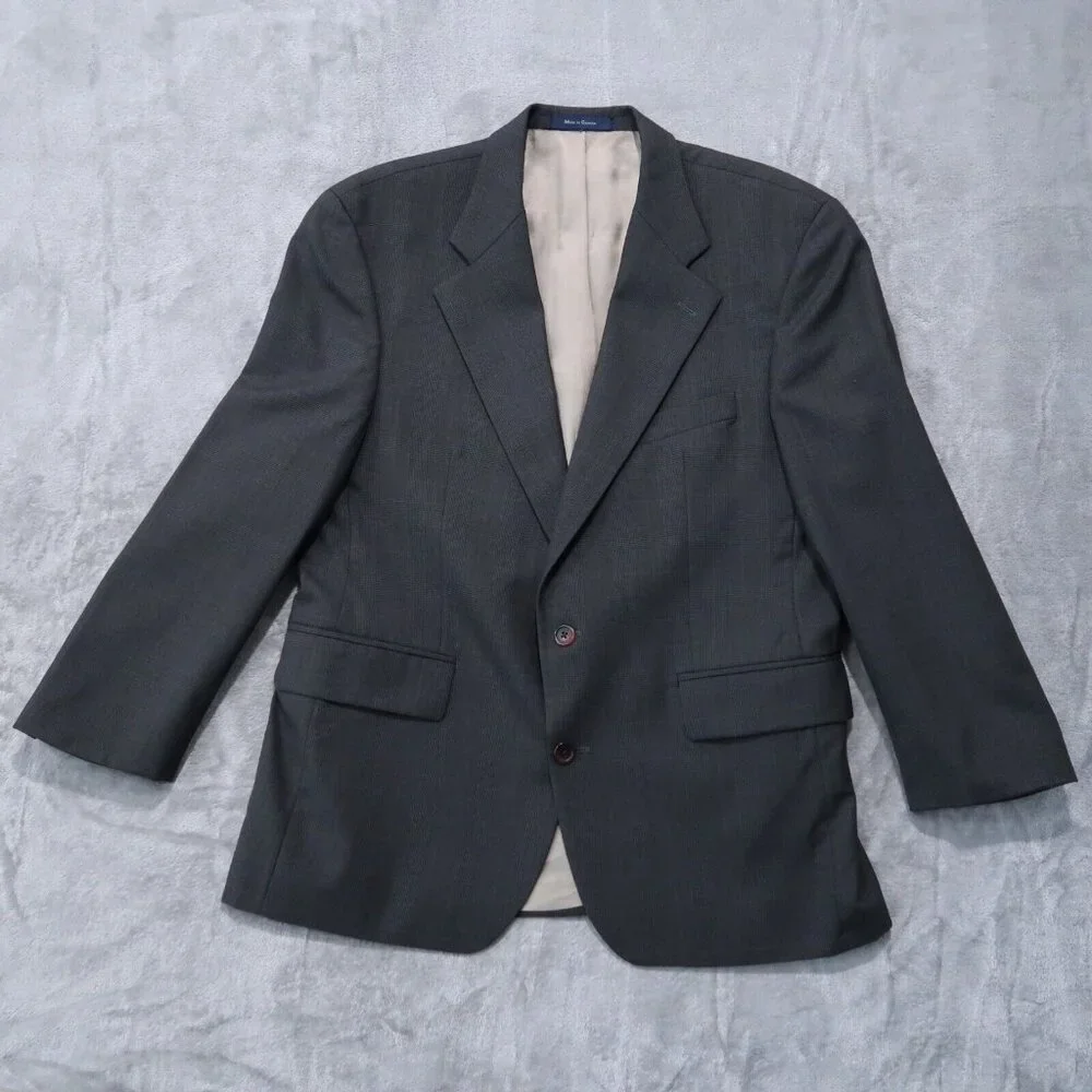 Chaps Ralph Lauren Blazer Mens 42S Gray Plaid 100% Wool Sports Coat Business - Picture 1 of 16